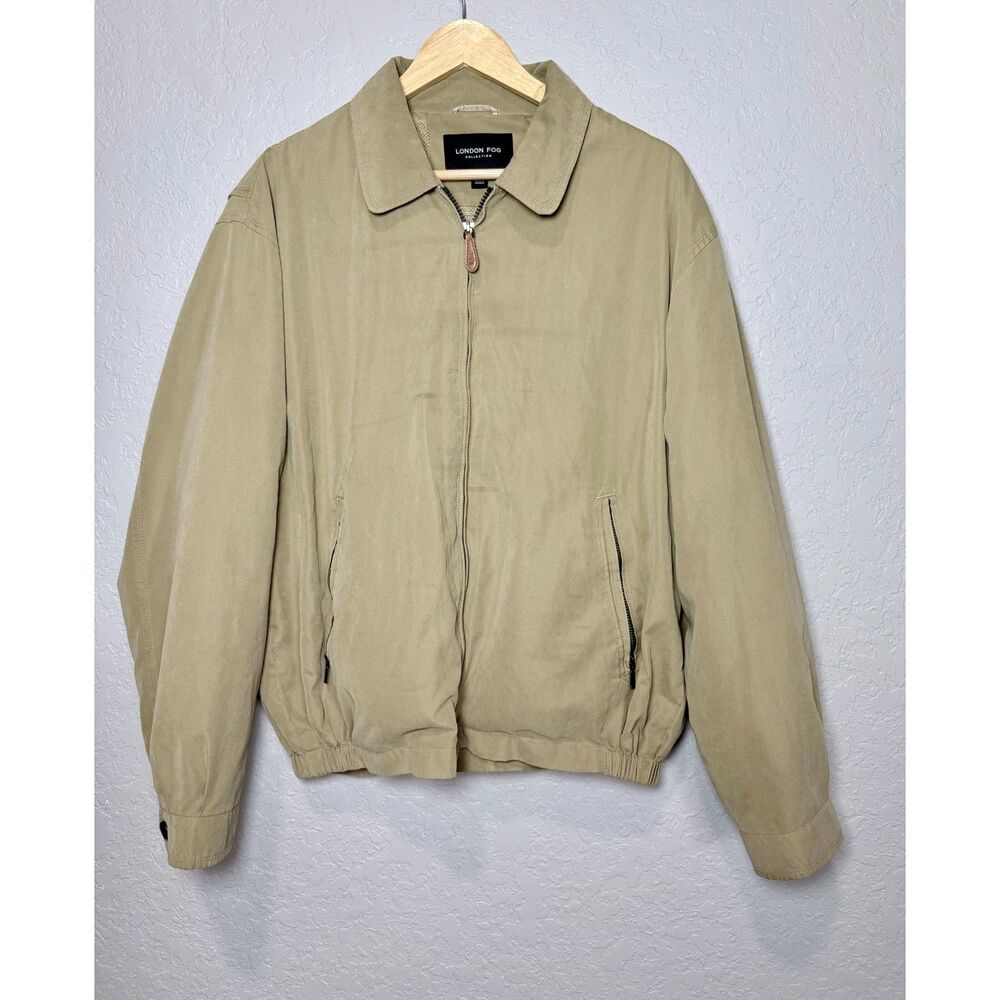 London Fog Collection Microfiber Golf Jacket L Beige Preppy Golfcore Classic